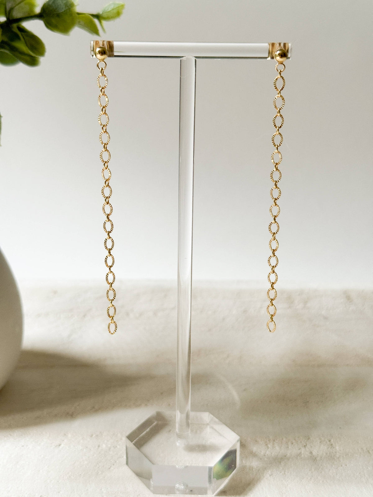 Cameron McIntosh Designs - Gold Textured Chain Duster Stud Earrings