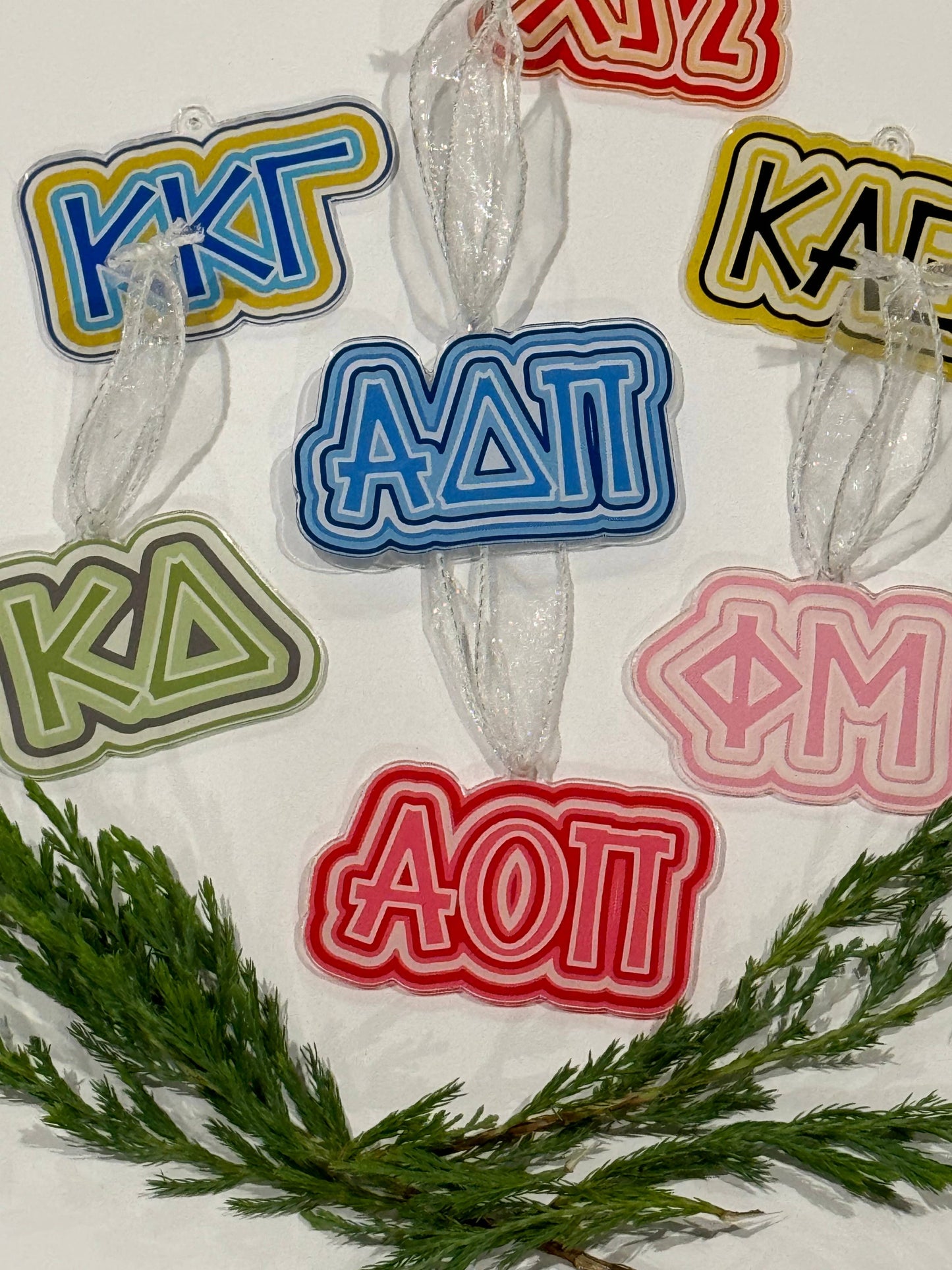 Sorority Acrylic Christmas Ornament: Alpha Gamma Delta