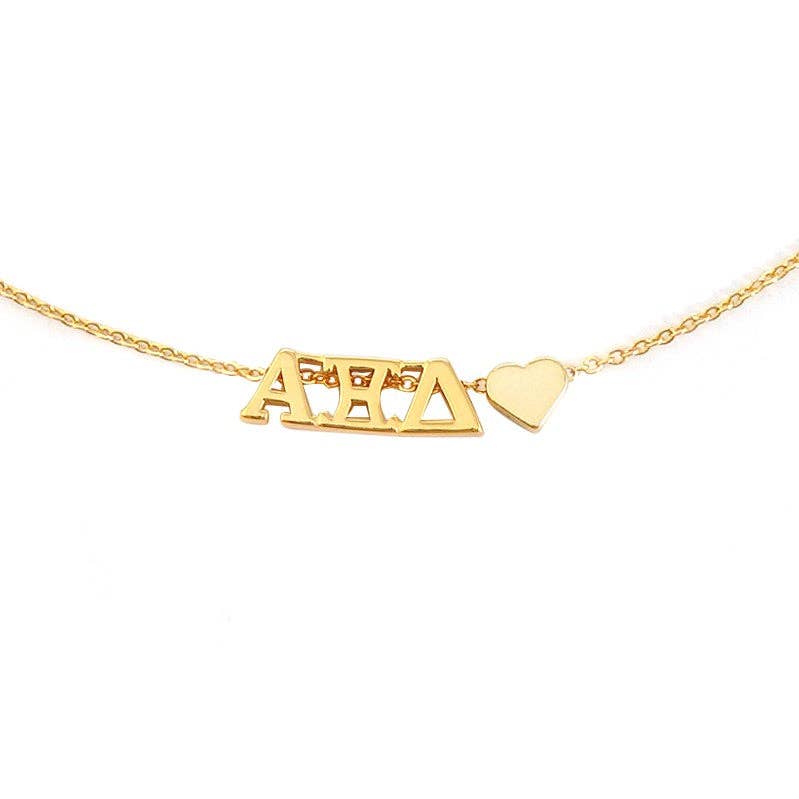 I Love My Sorority: Greek Letters Heart Necklace: Alpha Gamma Delta