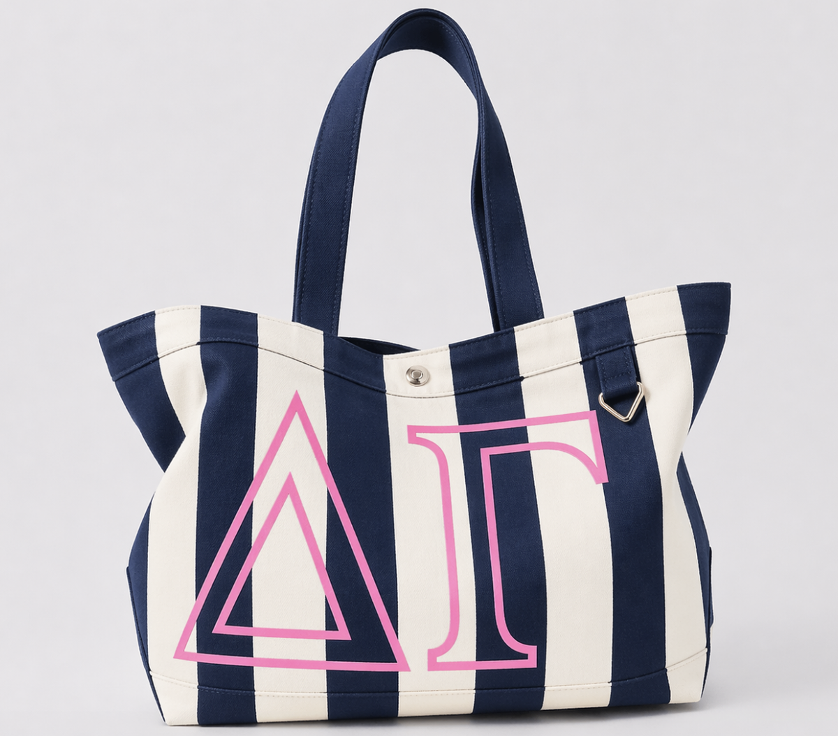 Sorority Embroidered/Stripe Canvas Tote: Alpha Omicron Pi