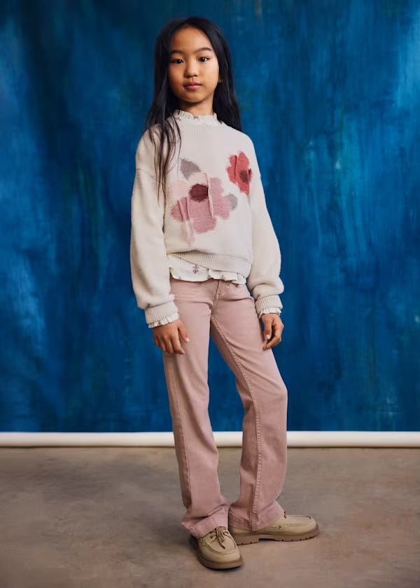 Mayoral Girls Twill flare pants : BLUSH