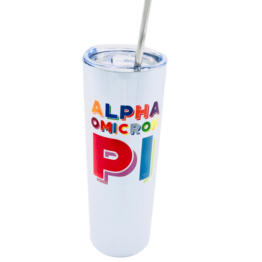 Sorority Insulated Tumbler - Color Block Design: Alpha Omicron Pi