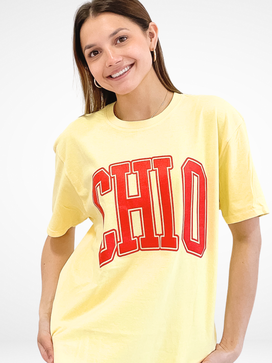 Sorority Varsity Arch Puff Tee : CHI OMEGA