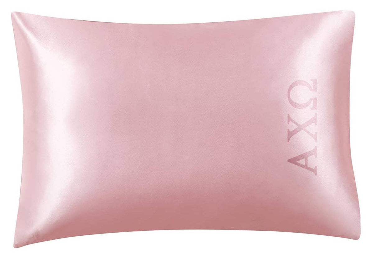 Sorority Pink Embroidered Satin Pillowcase: Phi Mu