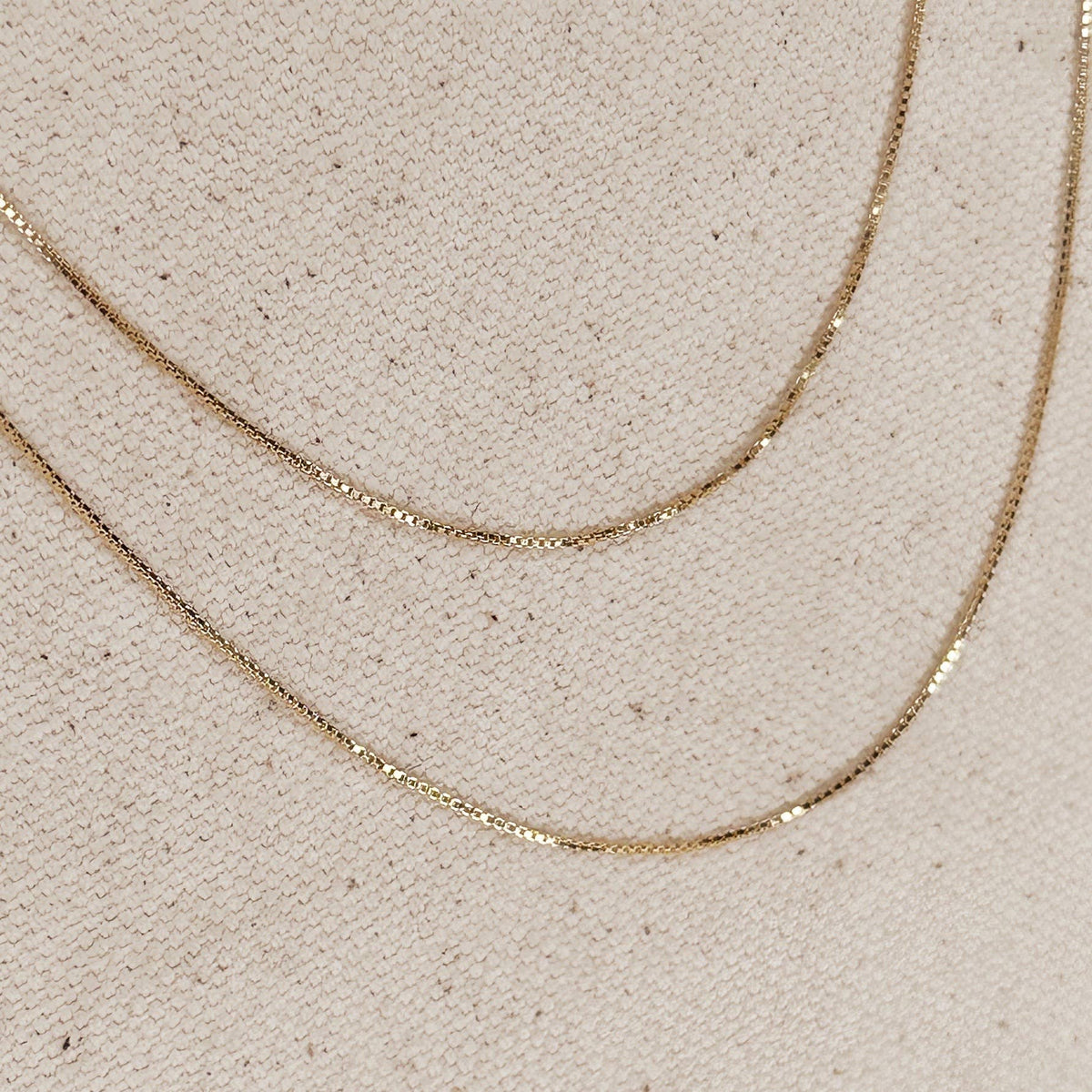 18k Gold Filled Box Chain Very Thin 0.5mm Jewelry Components - 18in