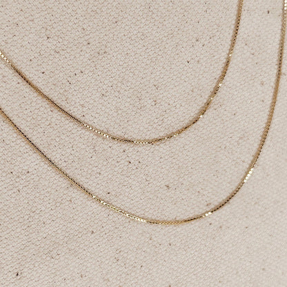 18k Gold Filled Box Chain Very Thin 0.5mm Jewelry Components - 18in