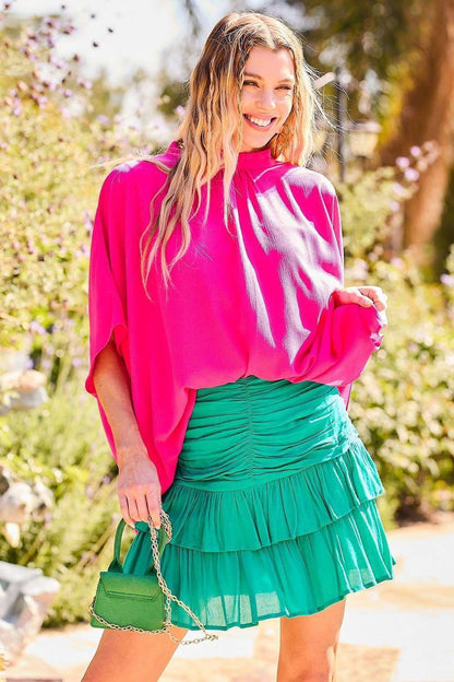 Ruffle Pleated Skirt: Jade green