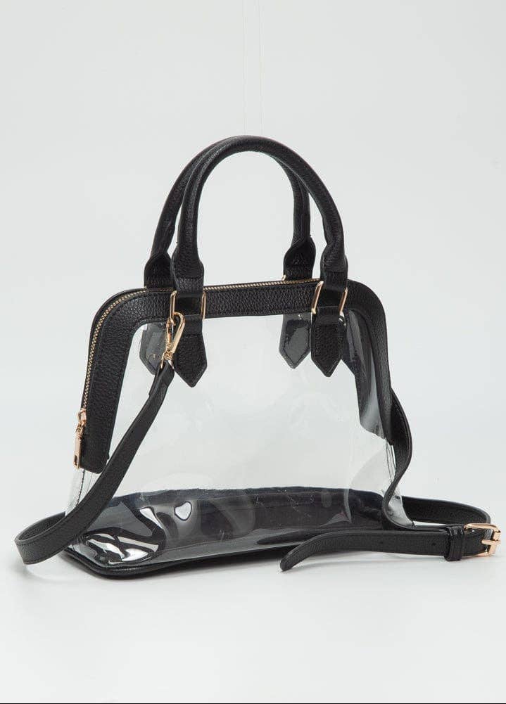 Analise Clear Satchel/Crossbody Bag: Gold Purse