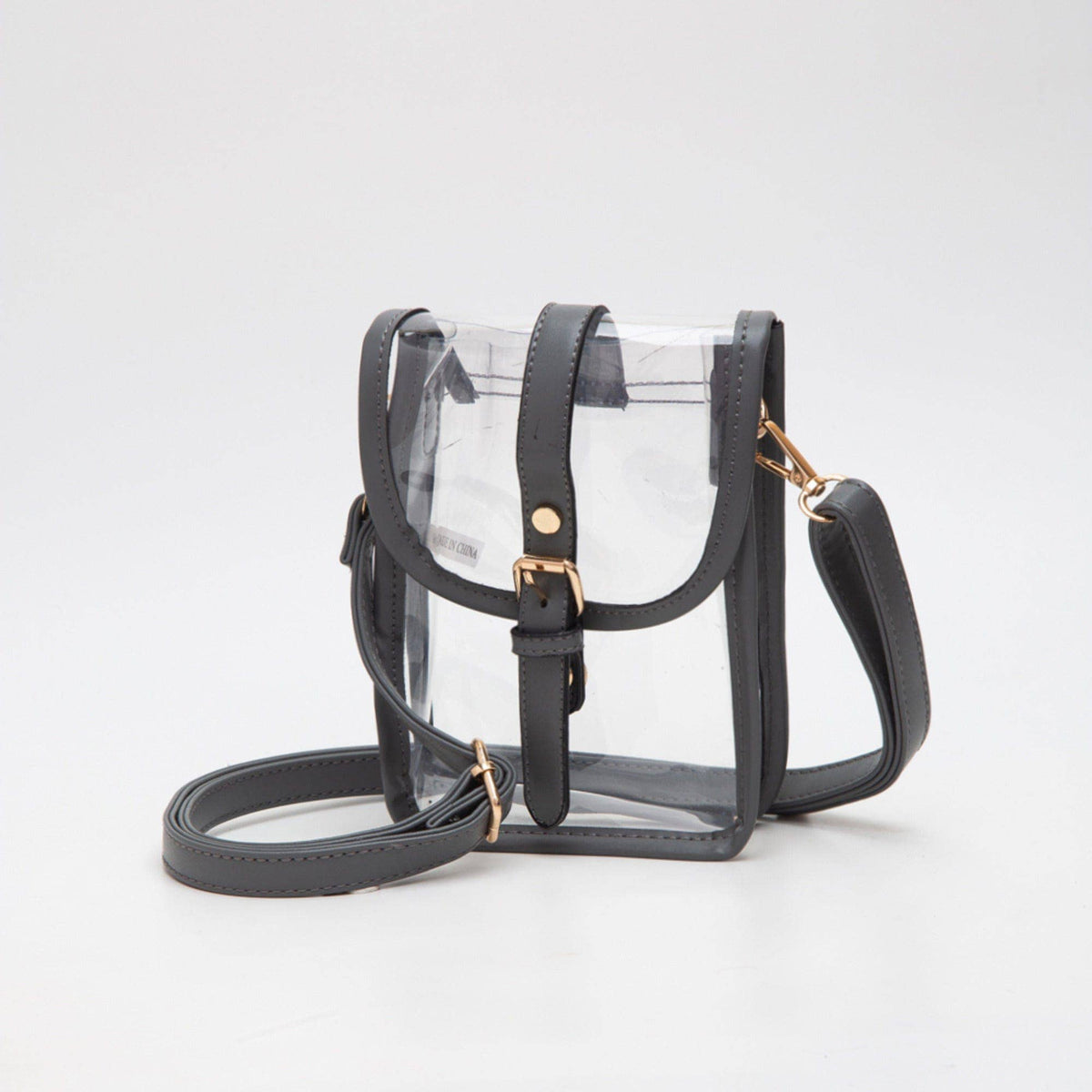 Game Day Clear Buckle Strap Mini Crossbody Bag Purse : Gold