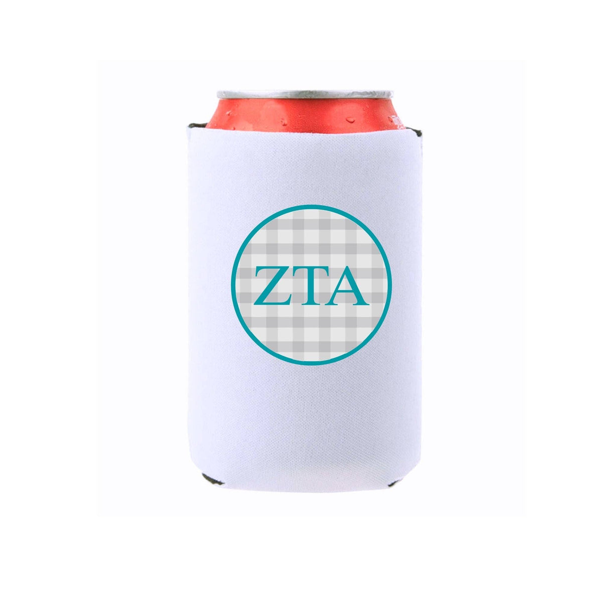 Sorority & Mom Can Coolers - Gingham Design: Slim / Phi Mu