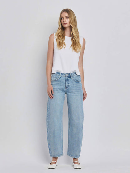PREORDER: Lovervet by VERVET - HIGH RISE LIGHT WASH BARREL LEG JEANS