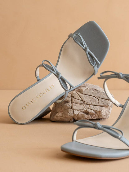 The Wendy | Blue Double Strap Bow Heels: BLUE