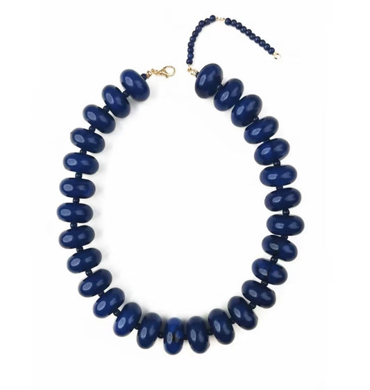 Chunky Beaded Necklace: NAVY