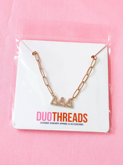 Rhinestone Sorority Necklace: ALPHA GAMMA DELTA