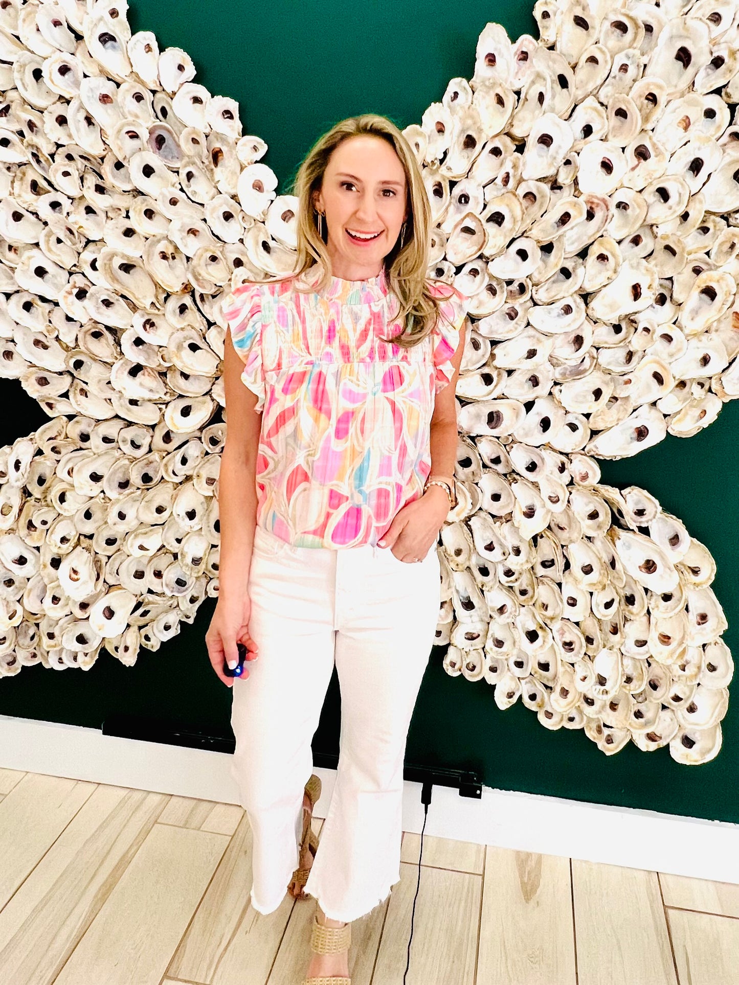 CLEARANCE: The Sara pastel abstract floral blouse