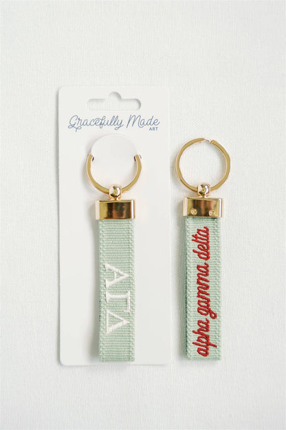 Alpha Gamma Delta Embroidered Keychain, Sorority