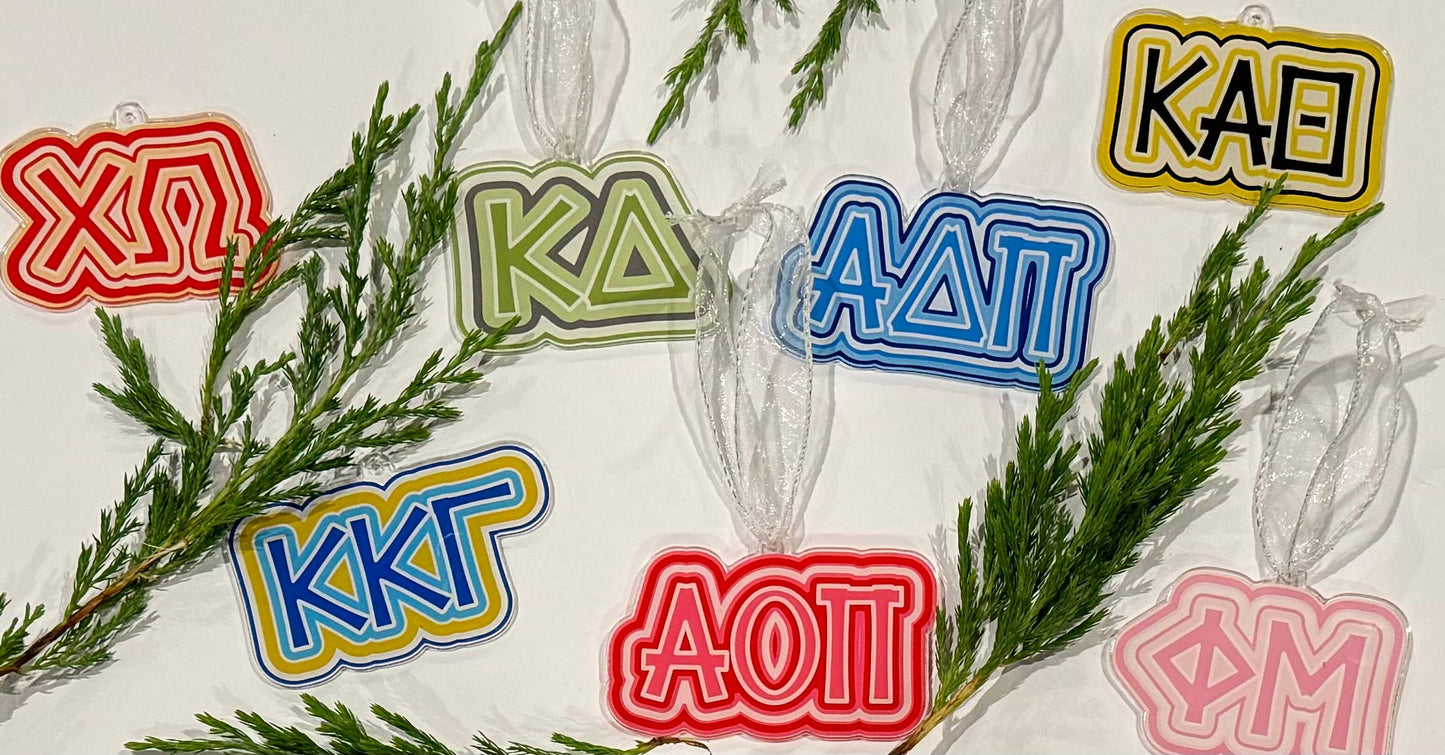 Sorority Acrylic Christmas Ornament: Alpha Gamma Delta