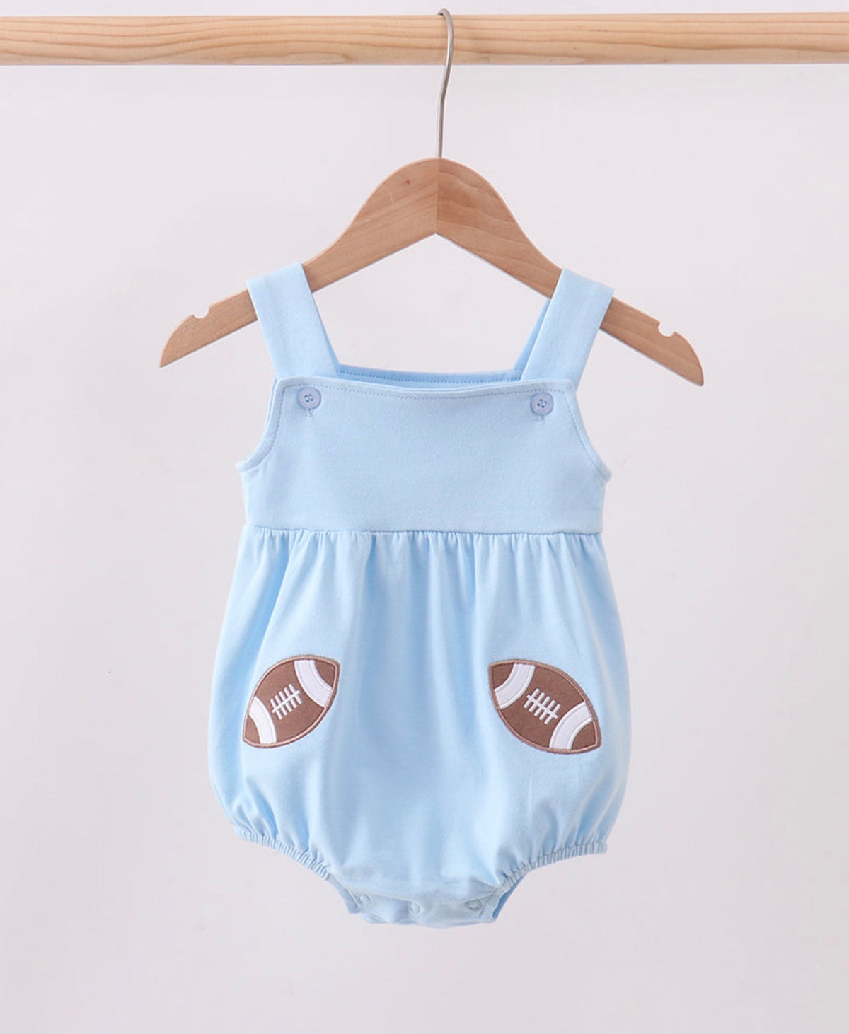 Baby Blue Football Appliqué Bubble