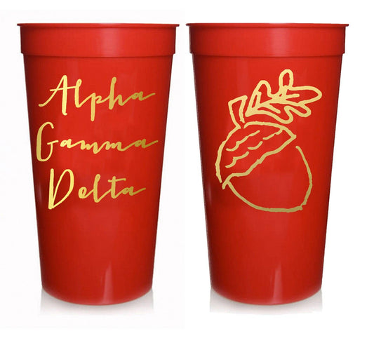 Sorority Gold Metallic Printed Stadium Cup: Alpha Gamma Delta