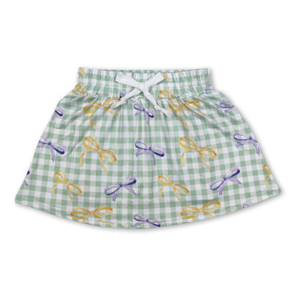 Mardi Gras Plaid Bows girls skirt