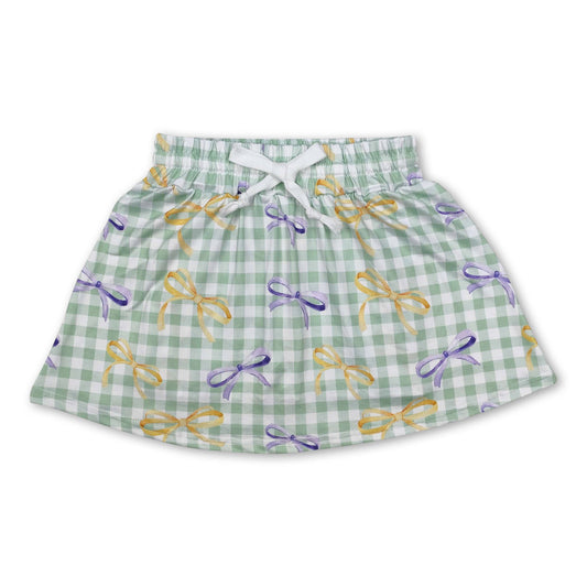 Mardi Gras Plaid Bows girls skirt