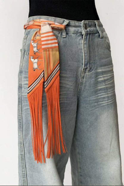 PREORDER Fringe Twilly Scarf: Navy