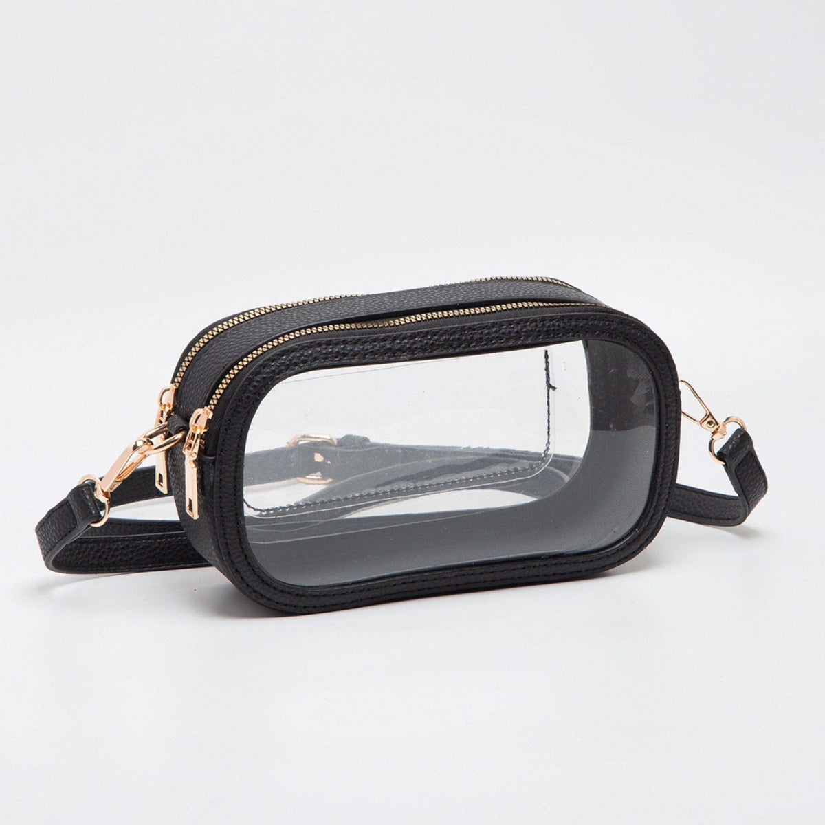 Double Zipper Oval Clear Gameday/Stadium Bag Purse : Gold