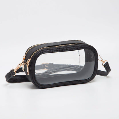 Double Zipper Oval Clear Gameday/Stadium Bag Purse : Gold