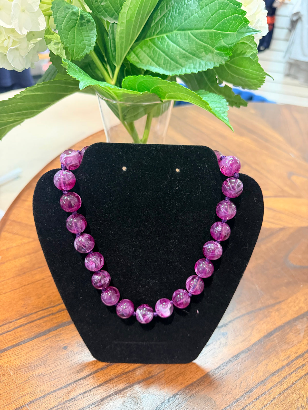 Chunky round beaded necklace : PURPLE