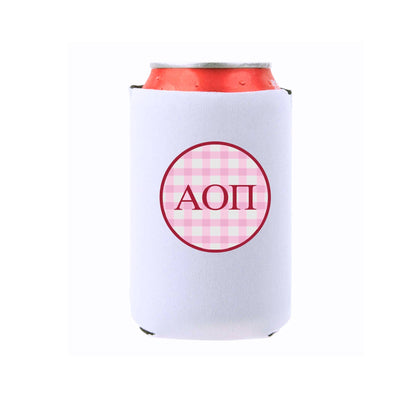 Sorority & Mom Can Coolers - Gingham Design: Slim / Phi Mu