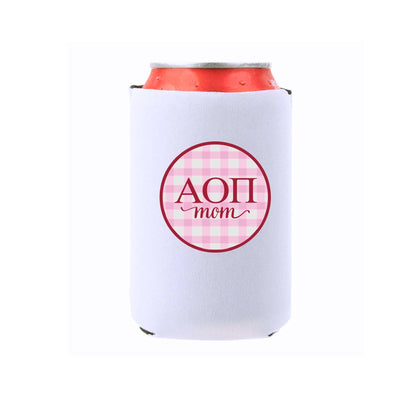 Sorority & Mom Can Coolers - Gingham Design: Slim / Phi Mu