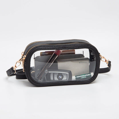 Double Zipper Oval Clear Gameday/Stadium Bag Purse : Leopard