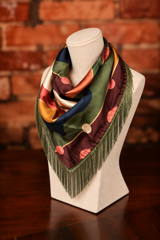 PREORDER : Fringe Scarf - Autumn Dots