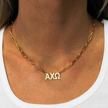 Rhinestone Sorority Necklace: ALPHA GAMMA DELTA