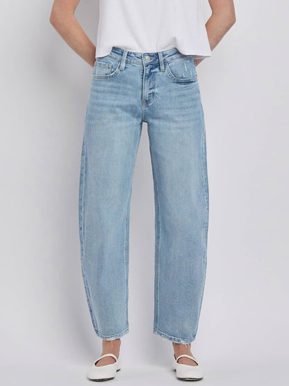 PREORDER: Lovervet by VERVET - HIGH RISE LIGHT WASH BARREL LEG JEANS