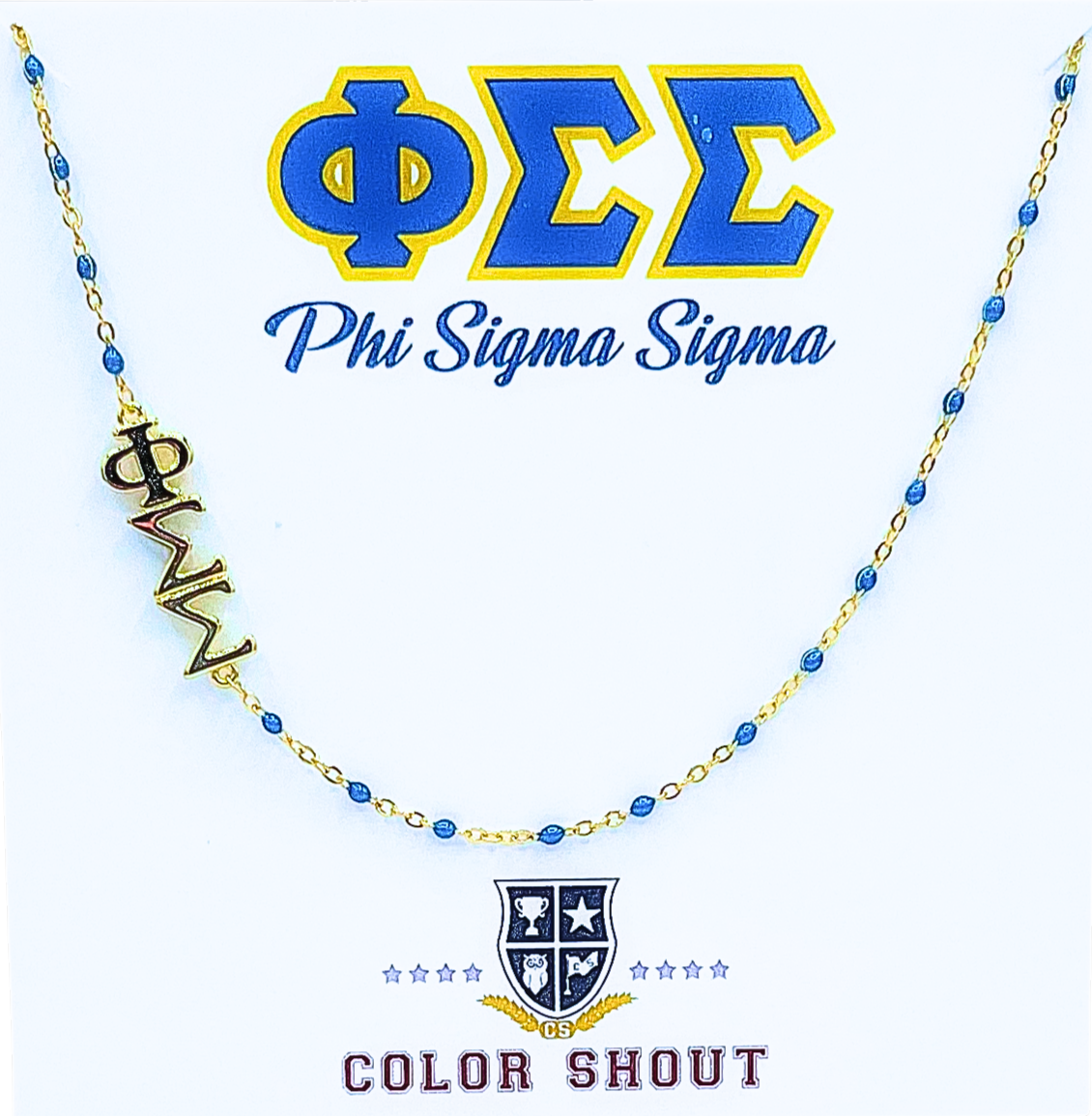 The Sorority Necklace: Side Set Greek letters on Enamel Bead Necklace: Alpha Gamma Delta