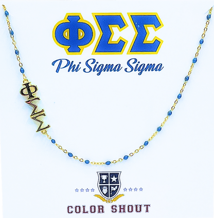 The Sorority Necklace: Side Set Greek letters on Enamel Bead Necklace: Alpha Gamma Delta