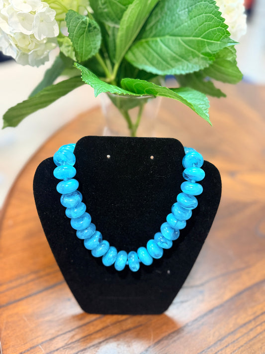 Chunky beaded necklace: CERULEAN BLUE