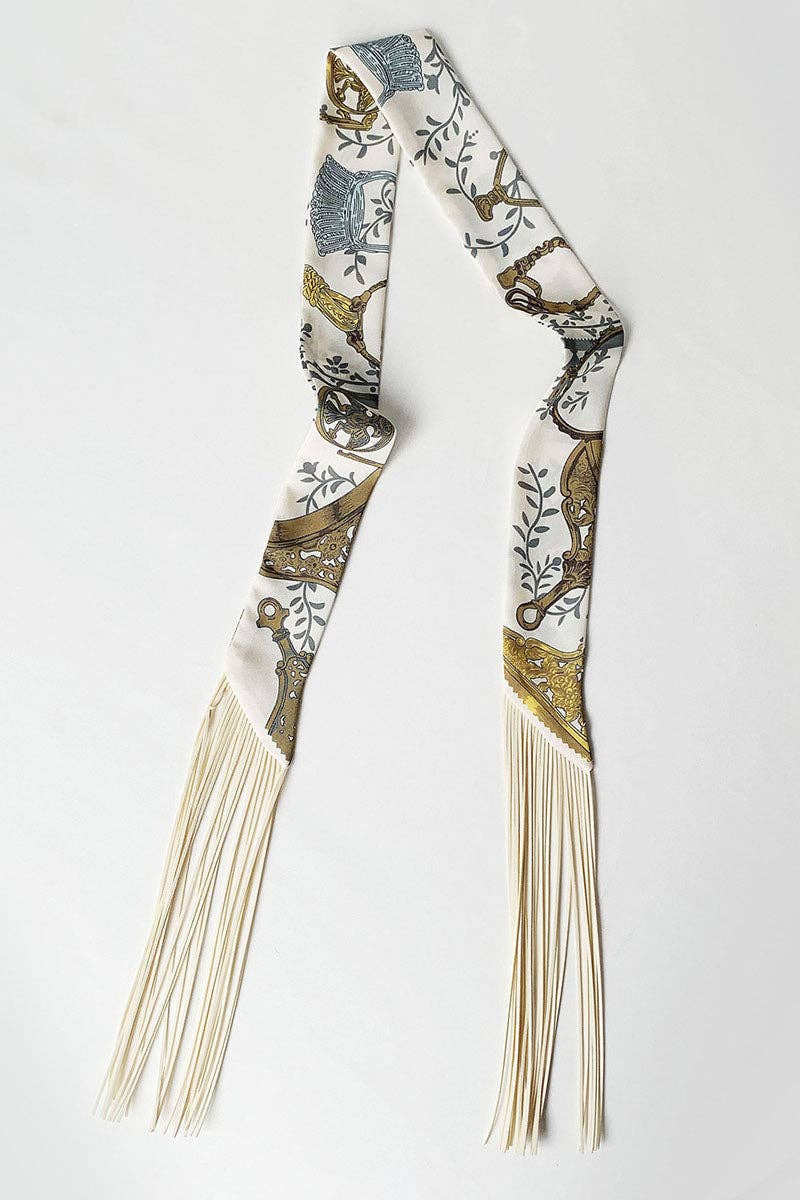 PREORDER Fringe Twilly Scarf: Ivory