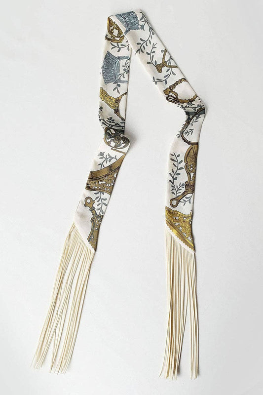 PREORDER Fringe Twilly Scarf: Ivory