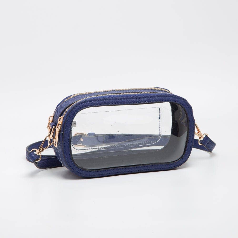 Double Zipper Oval Clear Gameday/Stadium Bag Purse : Gold