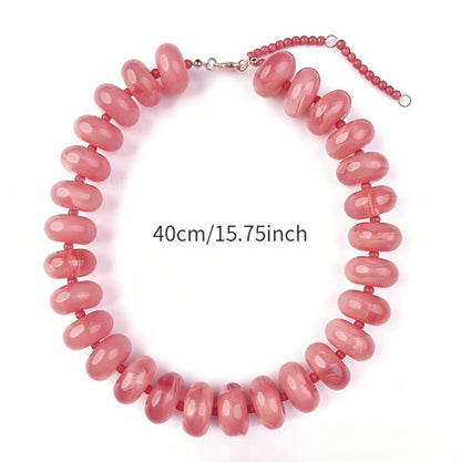 Chunky Beaded Necklace: OLIVE