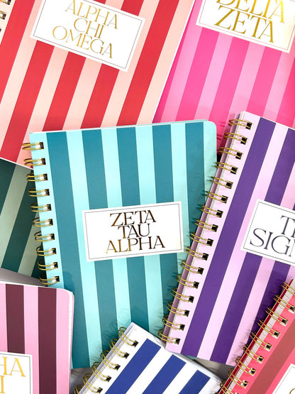 Stripe Sorority Notebook: ALPHA GAMMA DELTA