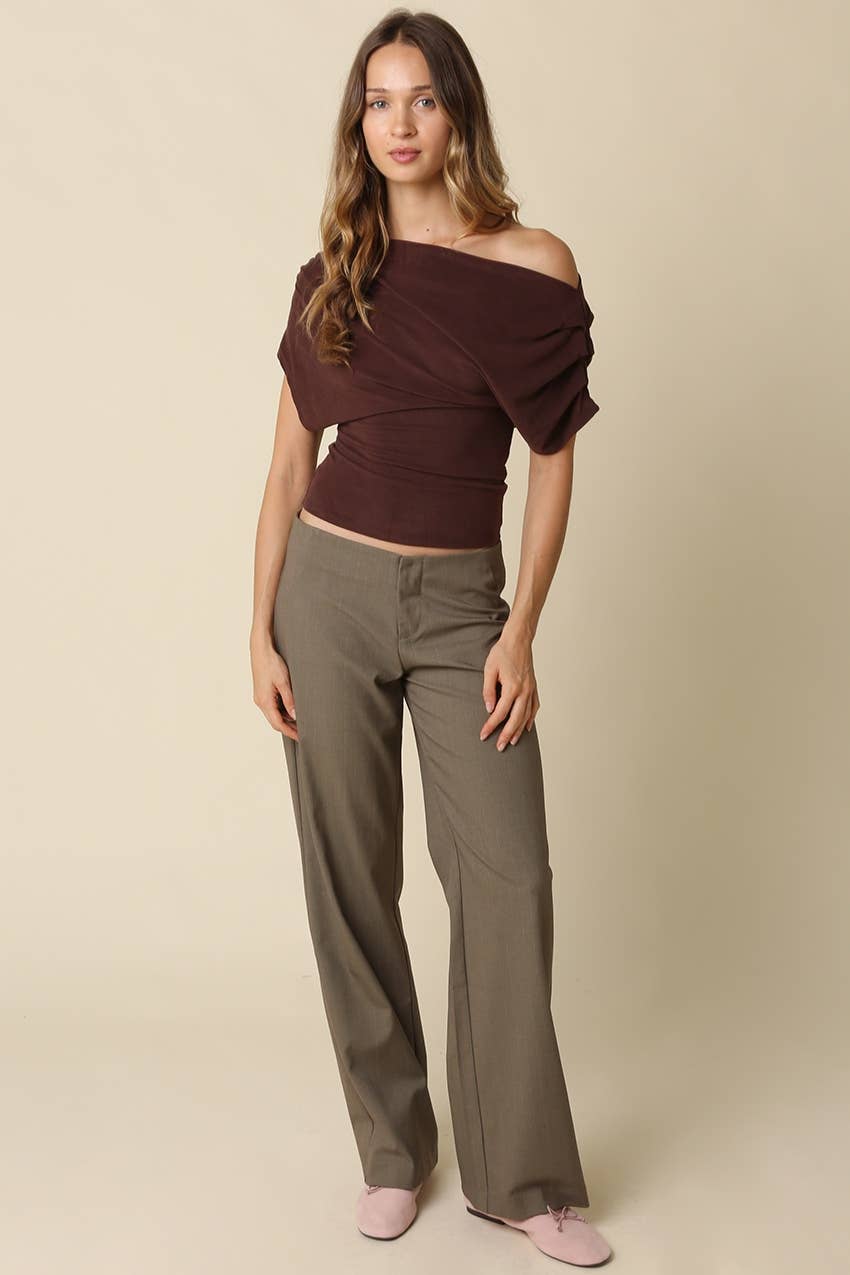 PREORDER:  Carina Draped One Shoulder Top: Black
