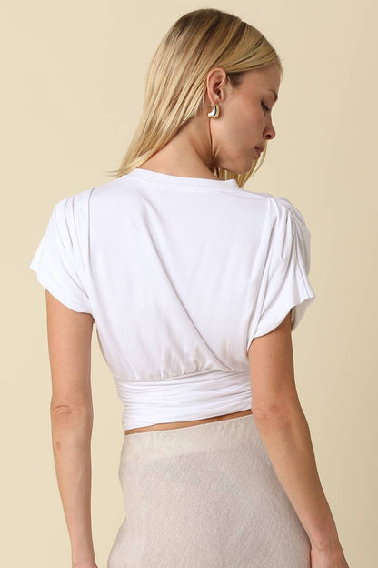 PREORDER: Sophie Cinched Ribbed Tee: Ivory