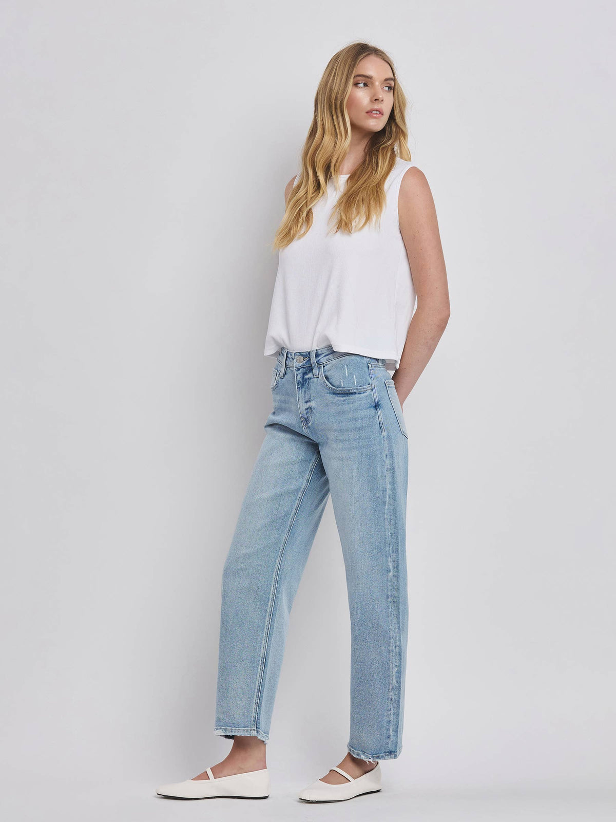PREORDER: Lovervet by VERVET - HIGH RISE LIGHT WASH BARREL LEG JEANS