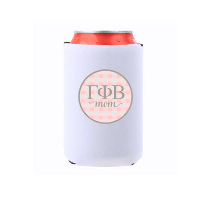 Sorority & Mom Can Coolers - Gingham Design: Slim / Phi Mu