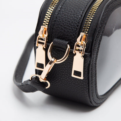 Double Zipper Oval Clear Gameday/Stadium Bag Purse : Gold