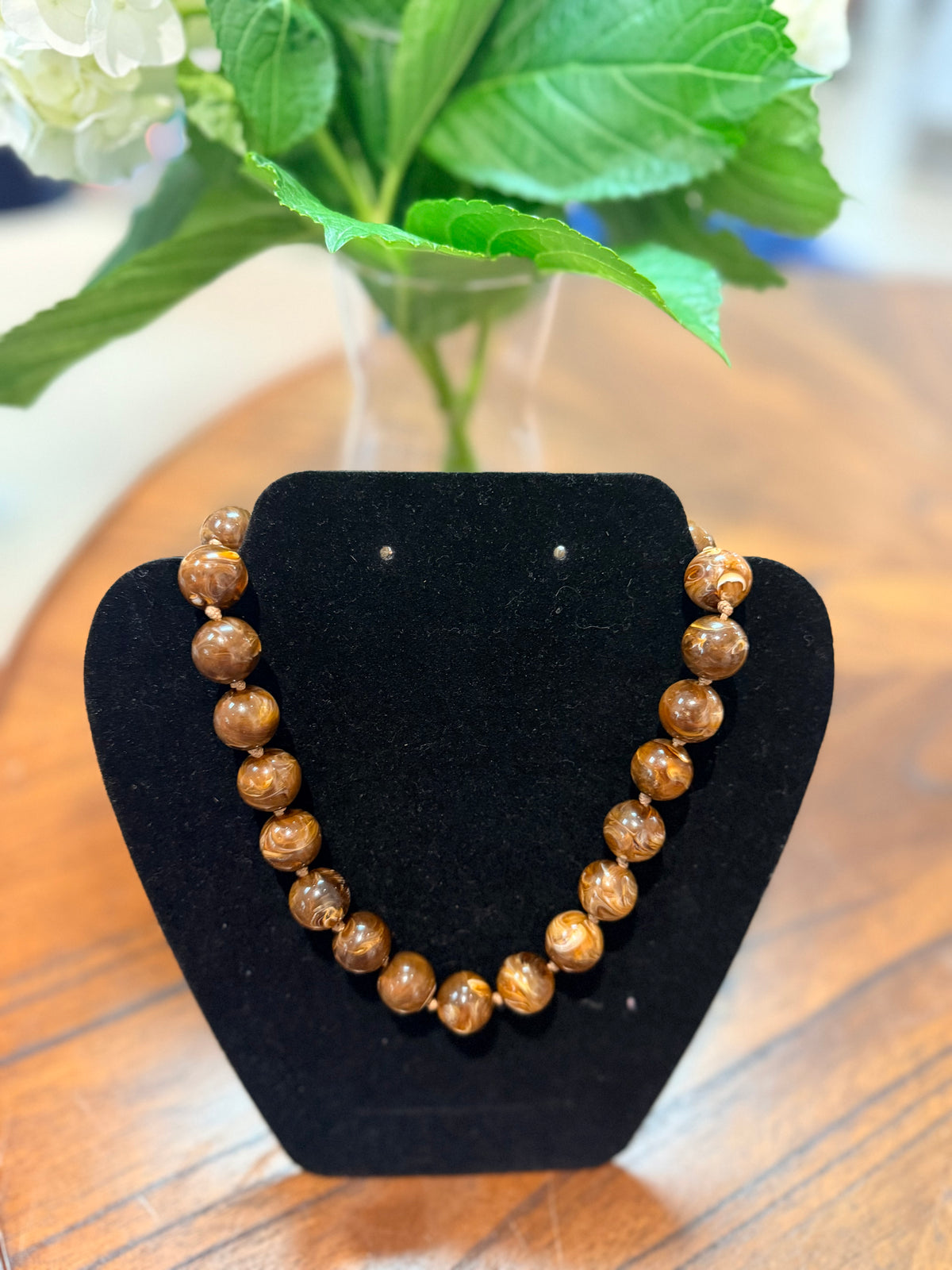 Mabry Chunky Beaded Necklace- Brown