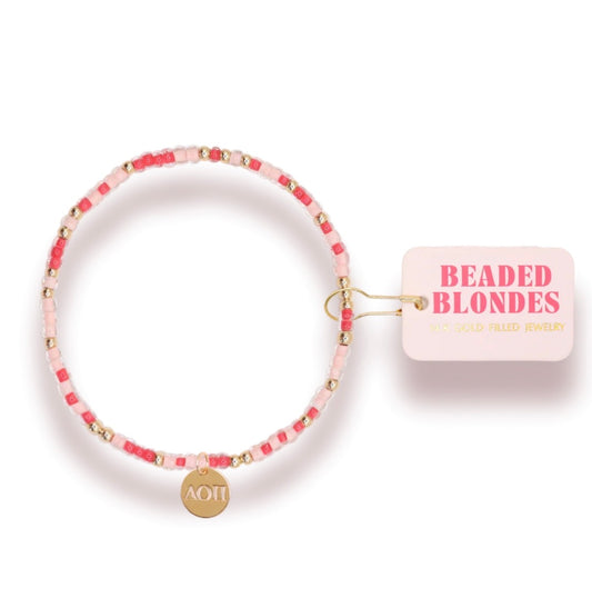 Beaded Blondes sprinkle bracelet with sorority charm : alpha omicron pi ￼